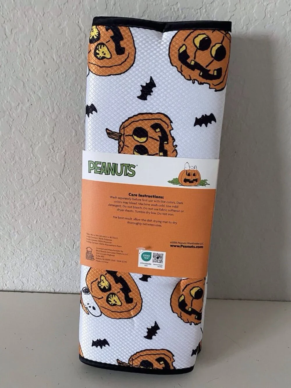 2 Pack Peanuts Snoopy Woodstock Halloween Pumpkin Dish Drying Mats 16 X 18” NEW